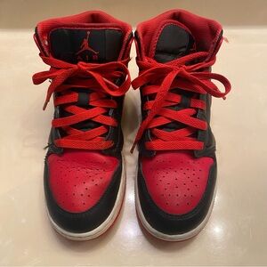 Boys red/black Jordan 1 retro size 5.5